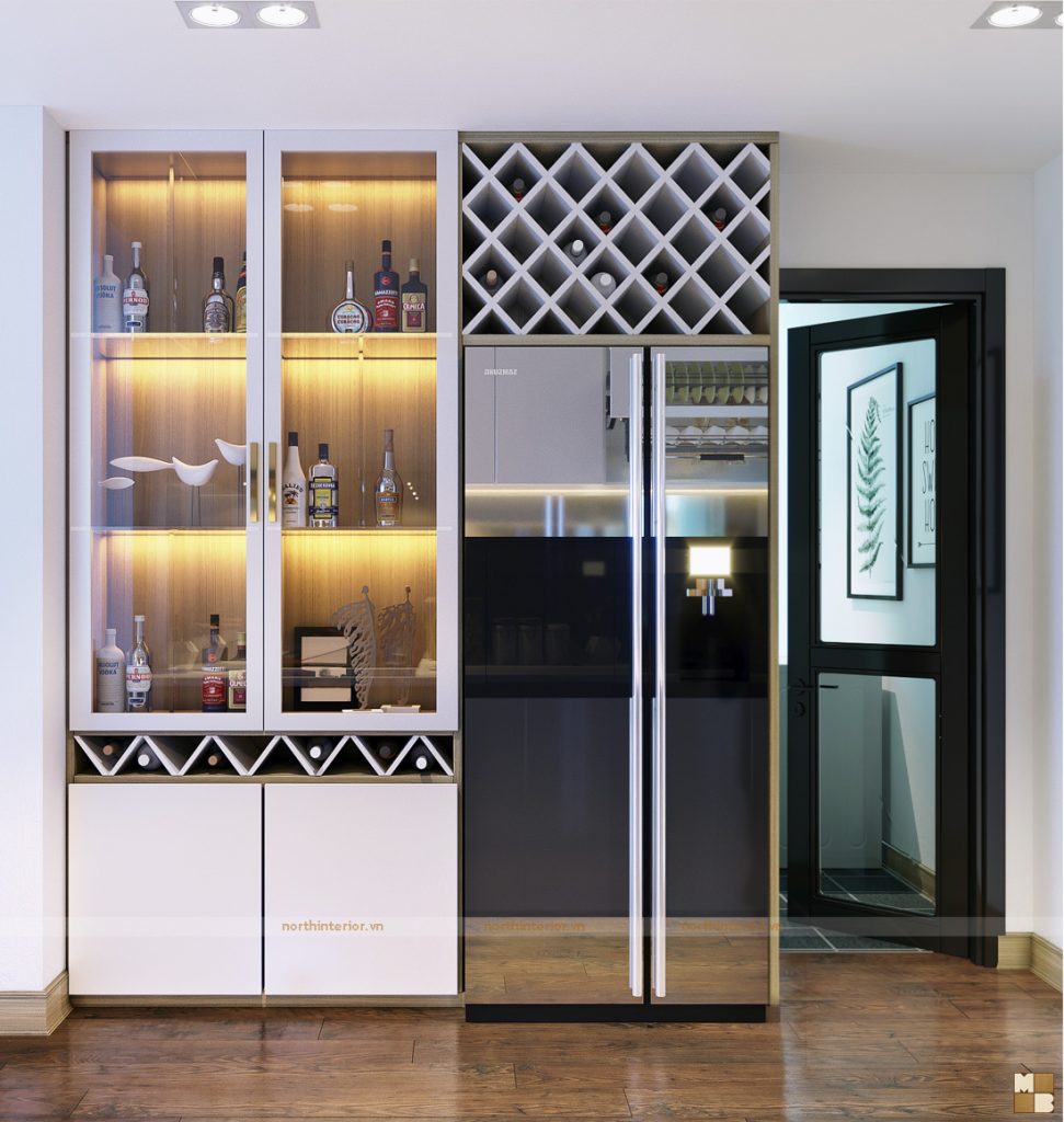 Ý tưởng thiết kế tủ rượu đẹp hiện đại cho nội thất chung cư cao cấp